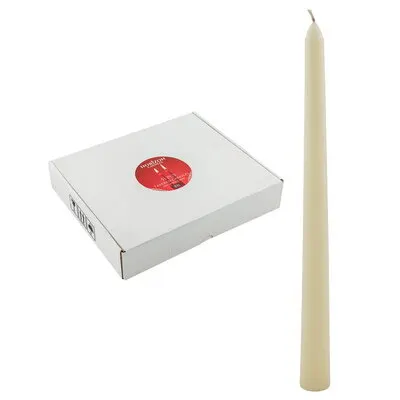 Фото №0 Свеча коническая h250d19 мм 51 шт ЭКОНОМ 8часов горения КРЕМОВАЯ БЕЗ ЗАПАХА коробка "Horizon Candles"