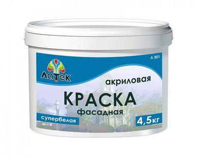 фото Краска Латек Оптимист фасадная, супербелая, 14кг