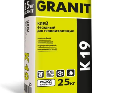 фото Клей и армировка GRANIT K-19 для фасадного утепления 25 кг.(50шт/пал) 7027
