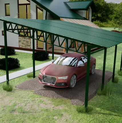 Фото №0 Односкатный навес №31 из профнастила 4,9х6,3 м