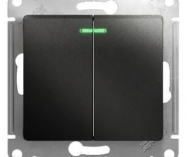 фото Выключатель 2-кл. СП Glossa 10А IP20 (сх. 5а) 10AX с подсветкой механизм антрацит SE GSL000753