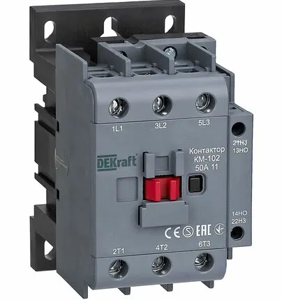 Фото №0 Контактор 50А 380В без реле, 1НО 1НЗ (КМ-102) 22023DEK