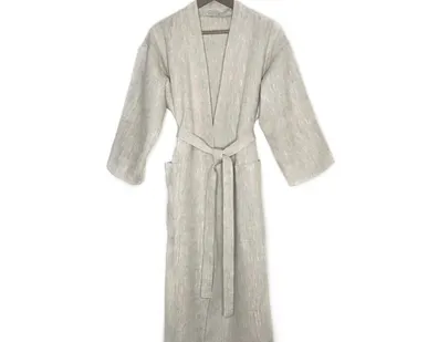 фото Халат кимоно для бани женский Linen Steam Натюрель (р.48-50, бежевый, 100% лён)
