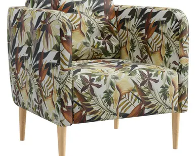 фото кресло Корси 710х730х710мм велюр цветной принт бежевое