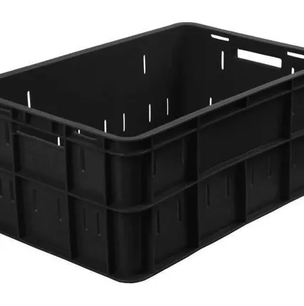 Фото №0 Ящик для фруктов 600х400х260 мм перфорированный сплошное дно арт.202 черный