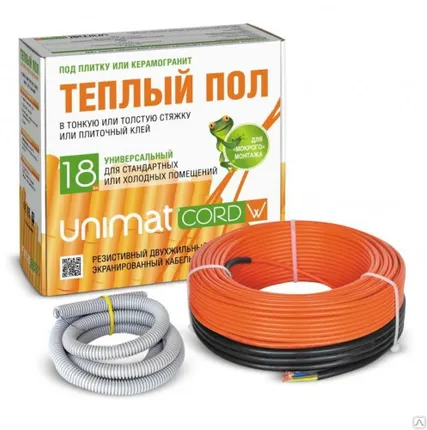 Фото №0 Двужильный кабель UNIMAT CORD 18W-10 (180Вт) 0,9-1,4 кв.м