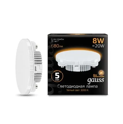 Фото №0 Светодиодная лампа Gauss Таблетка 8W 680Lm 3000K GX53 108008108