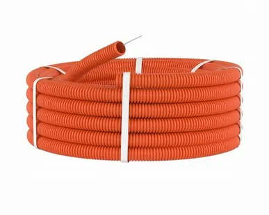 фото Труба ПВХ гофрированная легкая с протяжкой оранжевая для подземных работ D20мм (уп.100м) 71920 DKC