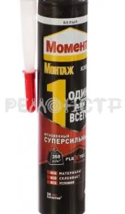 фото Клей 'Момент Монтаж' 'Один Для Всего' Мгновенный Суперсильный, бел., 440г (1995609) (12) ВС П