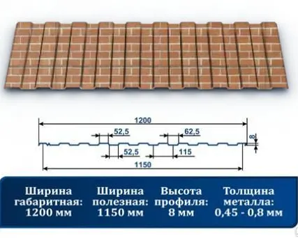 Фото №0 Профнастил С-8 красный кирпич