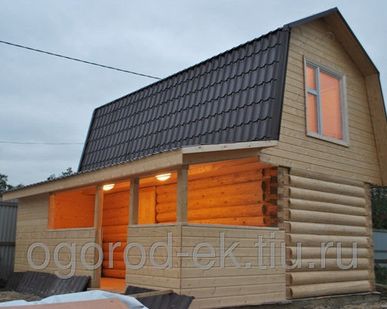 фото Баня 3х6 с мансардой + веранда