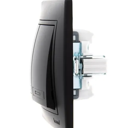 Фото №2 Выключатель 2-кл. 1п СП Мира 10А IP20 со вставкой черн. бархат LEZARD 701-4242-101