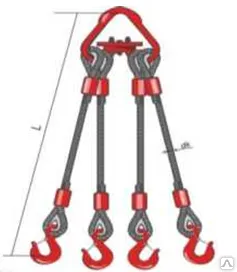 фото Строп канатный четырехветвевой, паук 4СК г/п 6.3 т длина 2 м d 16.5