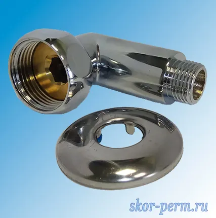 Фото №0 Соединение угловое 1&quot;х1/2&quot; гайка/штуцер с отражателем для полотенцесушителя