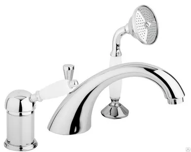 фото Смеситель на борт ванны хром, ручка белая Cezares Elite ELITE-BVDM-01-Bi Ce