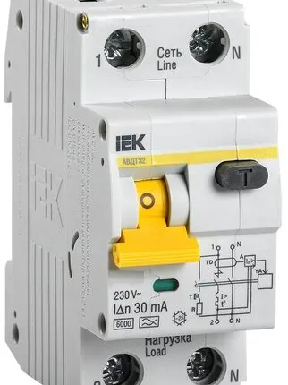 Фото №0 IEK Выключатель автоматический дифференциальный АВДТ-32 1п+Н 16А 30мА 2 мод 6Ка С IEK