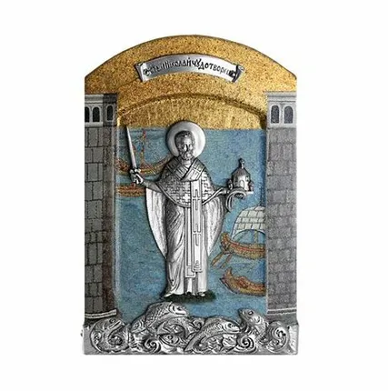 Фото №0 София Кабинетная икона "св. Николай Чудотворец" - дуб, серебро