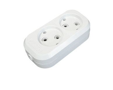 фото Колодка TDM 2 розетки 2П б/з 10А 250В, белая