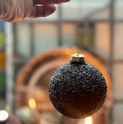 Фото №0 Шар елочный 8 см графитовый стекло