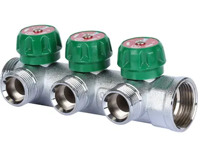 фото Коллектор регулирующий 1", 3 отвода 3/4" ЕК STOUT