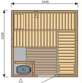 Фото №1 Сауна Harvia Variant S2222 (2195х2195 мм, без печи, интерьер Formula из ольхи)