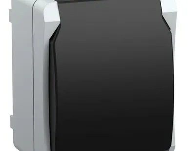 фото Розетка 1-м ОП Форс РСб20-3-ФСр с защ. крышкой с заземл. IP54 ИЭК ERS12-K03-16-54-DC