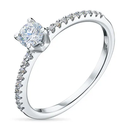 Фото №0 Помолвочное кольцо ЭПЛ Даймонд с бриллиантами, из белого золота