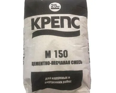 фото Цементно-песчаная смесь М-150 Крепс 25 кг