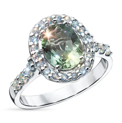 Фото №0 Кольцо ЭПЛ Даймонд с и празиолитом, из серебра