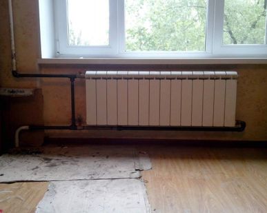 фото Установка алюминиевой радиаторной секции