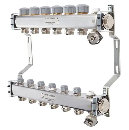 Фото №0 Коллектор нерж. в сборе универсальный 1" ВР-3/4" НР, 11 выходов