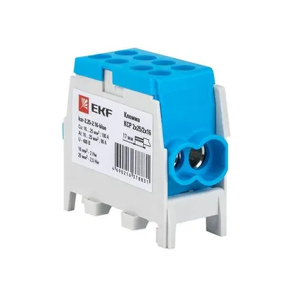 Фото №5 Клемма распределительная КСР с двойным винтом 2х25/2х16 син. PROxima EKF ksr-2.25-2.16-blue