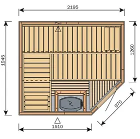 Фото №1 Сауна Harvia Variant S2220R (2195x1945 мм, угловая правая, интерьер Formula из ели)
