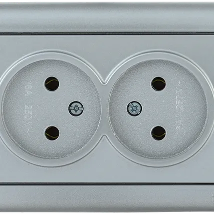 Фото №0 РС20-1-0-БС Розетка 2-ая без з/к 10А BOLERO серебряный IEK