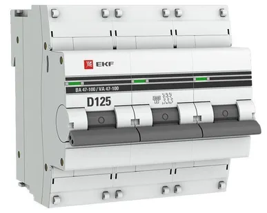 фото Выключатель автоматический модульный 3п D 125А 10кА ВА 47-100 PROxima EKF mcb47100-3-125D-pro