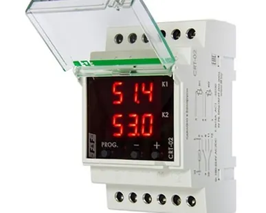 фото Регулятор температуры CRT-02 100-264В AC/DC, от -50 до +150 гр., 16А, гистерезис 0,5-25°С, 2NO/NC (EA07.001.015)