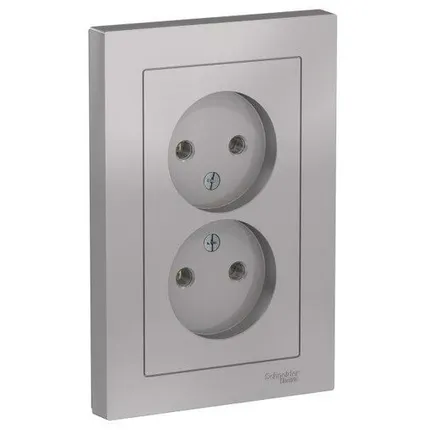 Фото №0 Розетка SE ATLAS 2 местная, алюм.