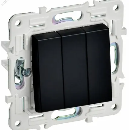 Фото №0 SKANDY Выключатель 3-клавишный 10А SK-V11Bl черный IEK