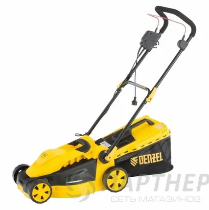 Фото №0 Газонокосилка Denzel GM-1600 электрическая (1600 Вт, шир. 36 см, 3 уров., травосб. 35 л.)
