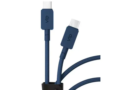 фото Дата-кабель "vlp" Nylon Cable USB C - USB C, 100W, 1.2м, темно-синий