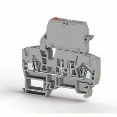 Фото №0 Klemsan Клеммник пружинный с держ. предохр. (5х20, 5х25), откид.картридж, с индикацией 220VDC, на DIN-рейку, 4 мм.кв., (серый); YBK SLD 220VDC