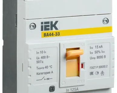 фото Выключатель автоматический 3п 125А 15кА ВА44 33 ИЭК SVA4410-3-0125