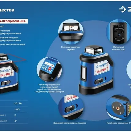 Фото №0 Лазерный уровень ЗУБР Крест-360 (34906)