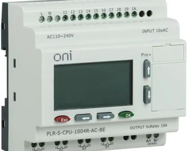 фото Реле логическое PLR-S. CPU1004(R) 220В AC с экраном ONI PLR-S-CPU-1004R-AC-BE