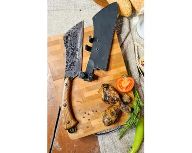 фото Нож-тяпка для рубки мяса кованый в чехле