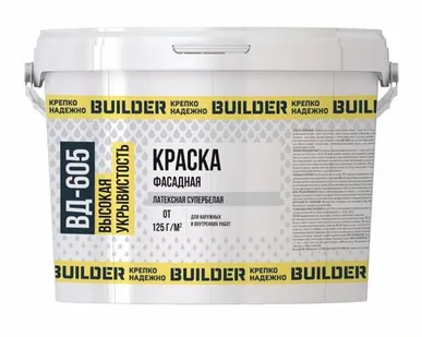 фото Краска ВД фасадная супербелая BUILDER ВД-605 25кг