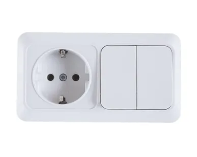 фото UNIVersal Блок ОП Олимп 2-кл.вык.+роз.с зазем.горизонт.бел. O0033 UNIVersal