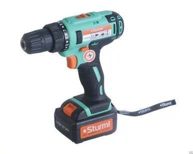 фото Дрель-шуруповерт аккумуляторная Sturm! 18В, Li-Ion, 2 скор., 2 акк., 2,0 Ач