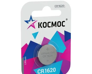 фото Элемент питания литиевый CR CR1620 1хBL (блист.1шт) Космос KOCR16201BL