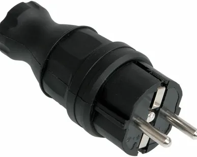 фото Вилка каучук 1-ф., 16А прямая IP44 черная 230В PKR01-...